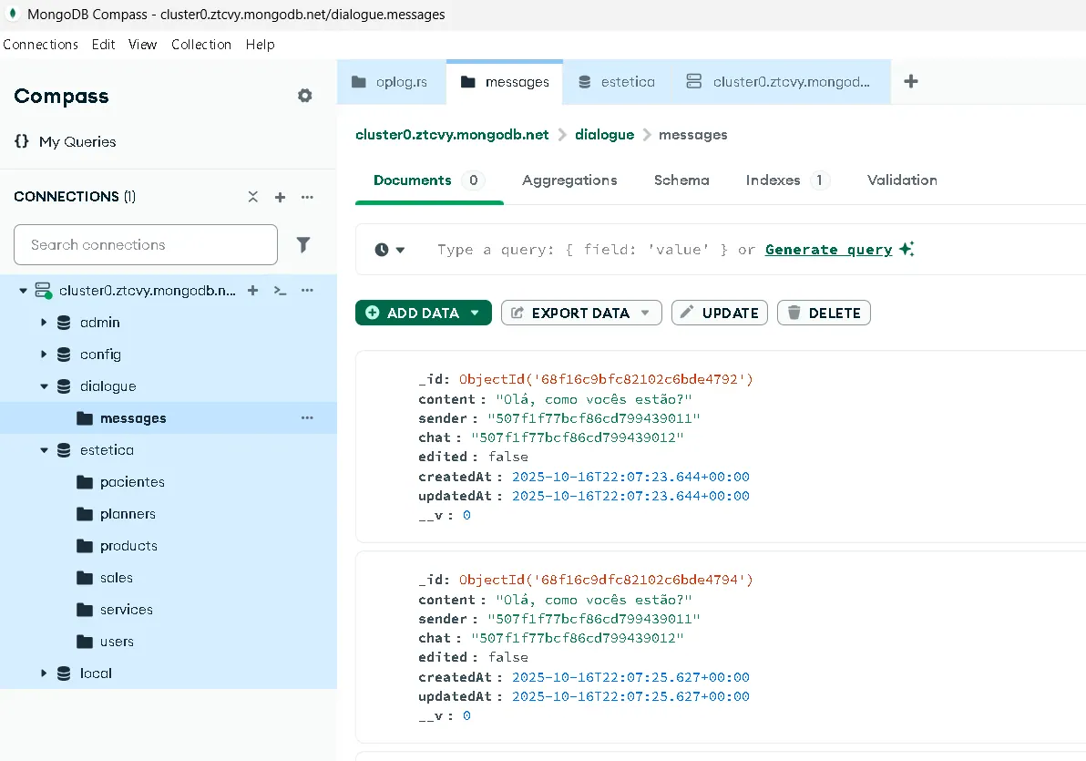 DialogueHub - MongoDB message collection