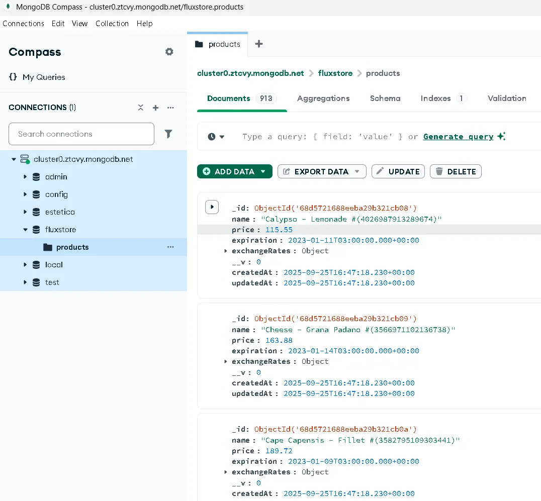 Scalable Product Import System - MongoDB product collection