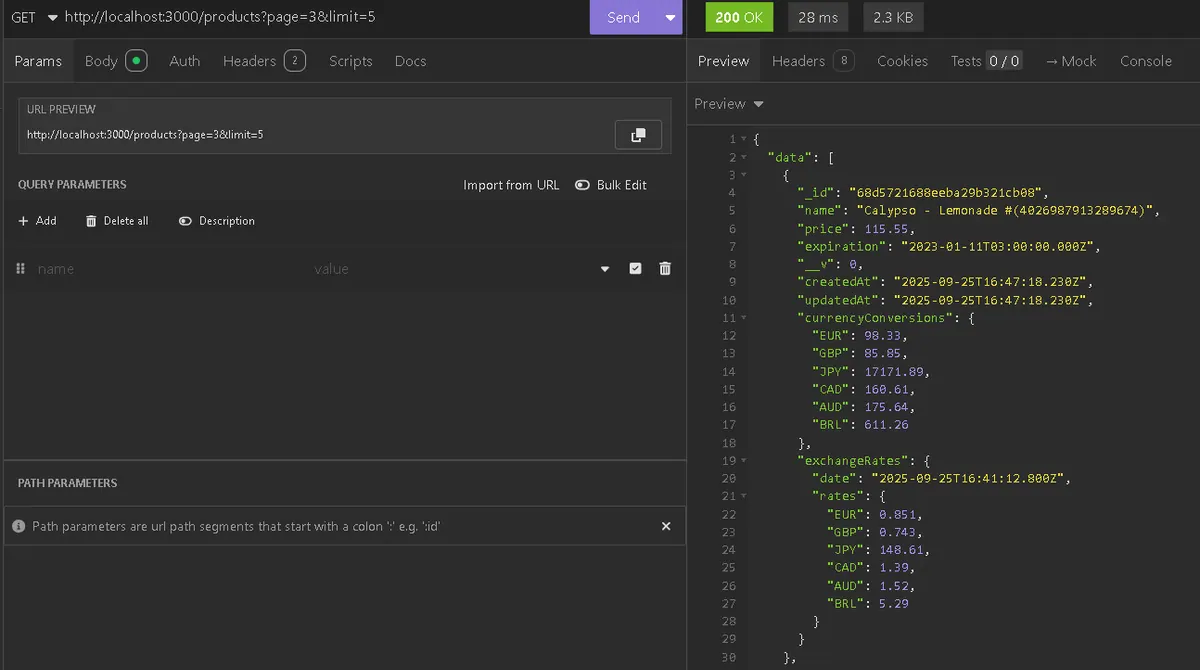 Scalable Product Import System - product listing endpoint response