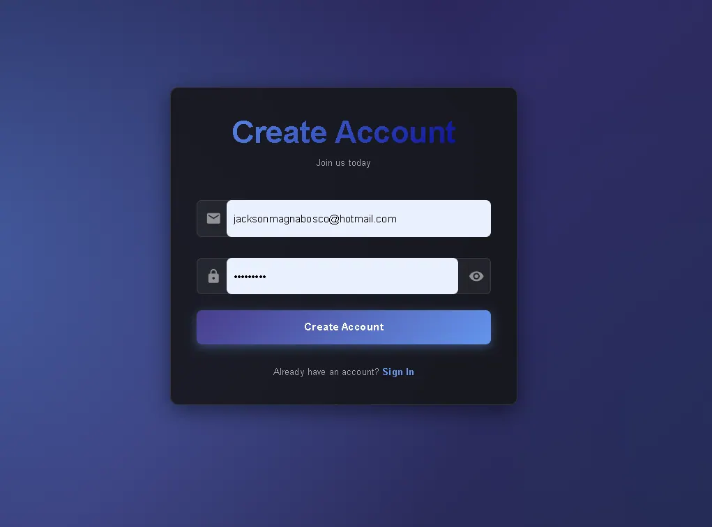 Scalable Product Import System - registration screen