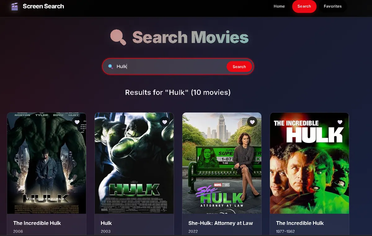 ScreenSearch - search results listing