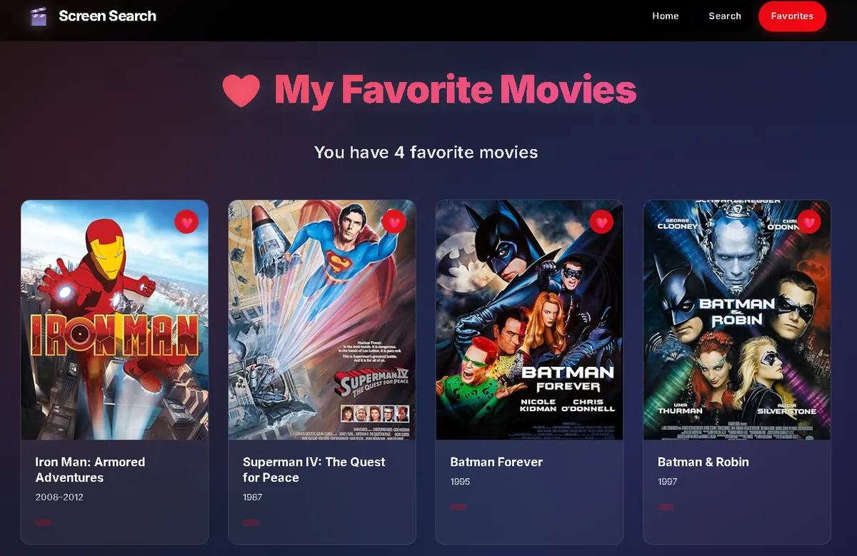ScreenSearch - favorites management screen