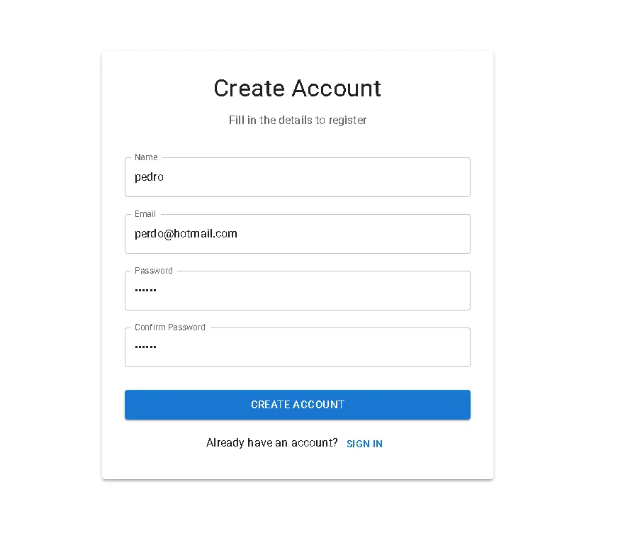 TaskFlow - registration screen
