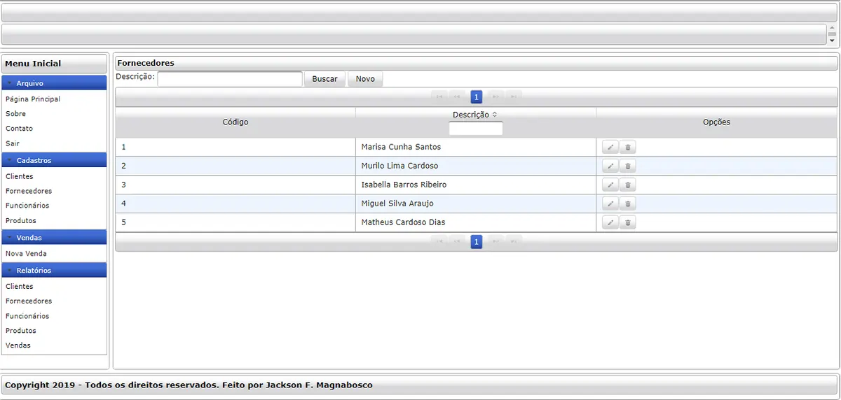 Cronus - suppliers screen